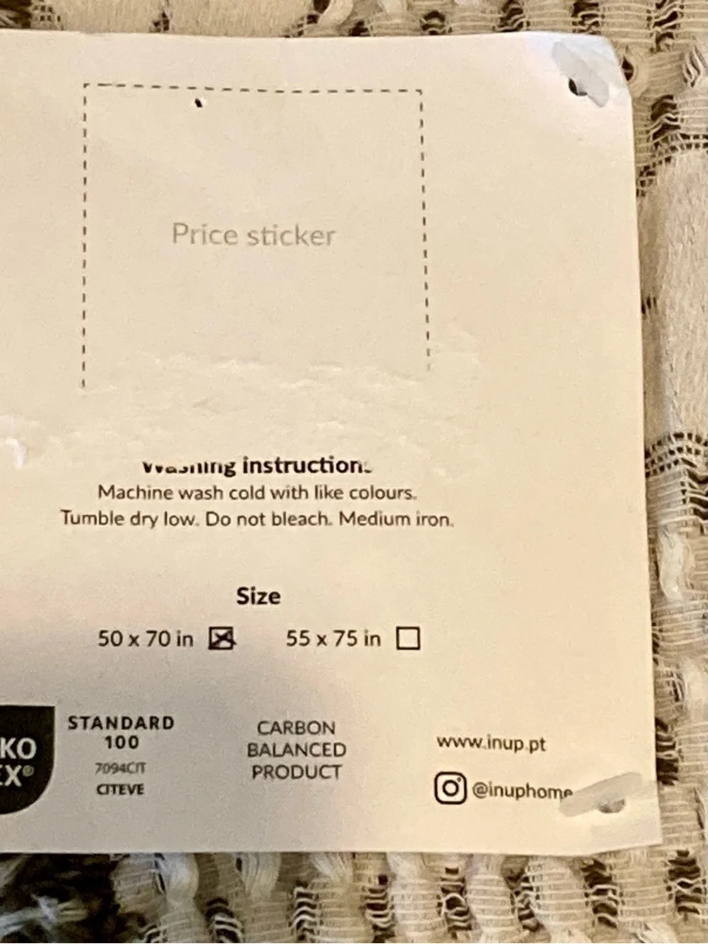 NWT INUP home brand washed throw crafted from 100% cotton with waffle weave